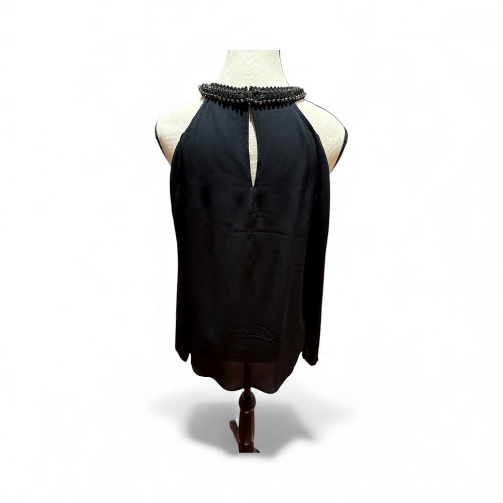 Kobi Halperin Black Beaded Halter silk blouse